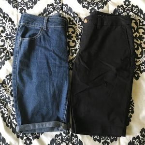 Bundle/2 Faded Glory Black & Jean Bermudas Size 4